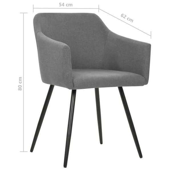 vidaXL Dining Chairs 2 pcs Light Grey Fabric