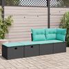 vidaXL 2 Piece Garden Sofa Set with Cushions Black Poly Rattan Acacia