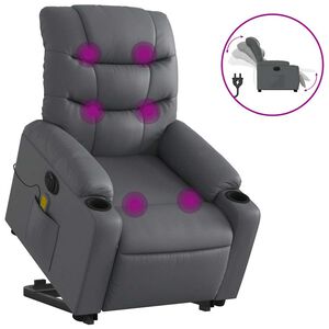 vidaXL Electric Stand up Massage Recliner Chair Grey Faux Leather