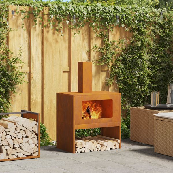 vidaXL Fire Pit Brown 60 x 40 x 96 cm Weathering steel
