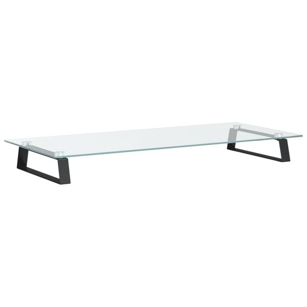 vidaXL Monitor Stand Black 80x35x8 cm Tempered Glass and Metal