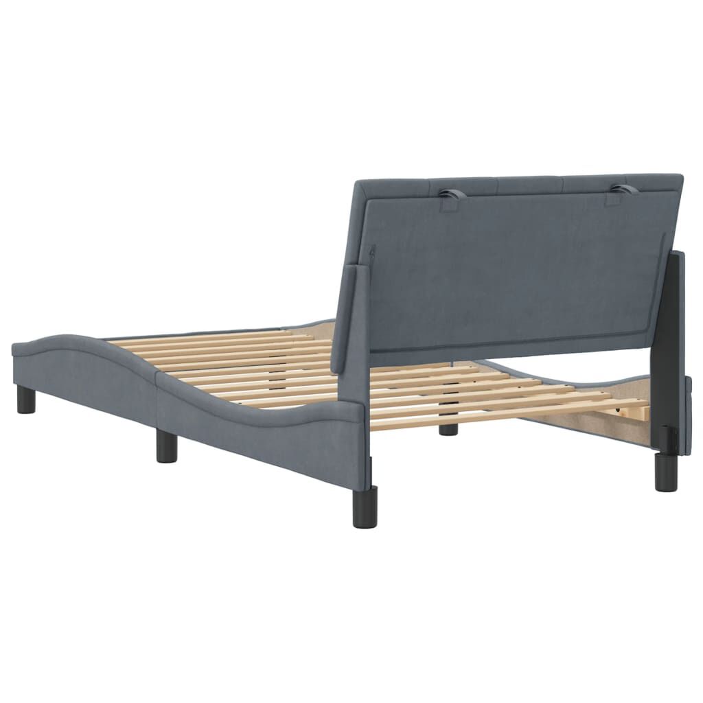 vidaXL Bed Frame without Mattress Dark Grey 100x190 cm Velvet
