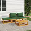 vidaXL 4 Piece Garden Lounge Set with Green Cushions Solid Wood