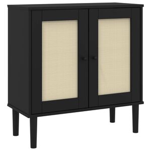 vidaXL Sideboard SENJA Rattan Look Black 80x35x80 cm Solid Wood Pine