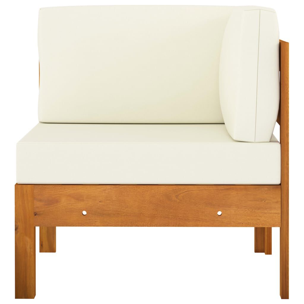 vidaXL 6 Piece Garden Lounge Set with Cream White Cushions Acacia Wood