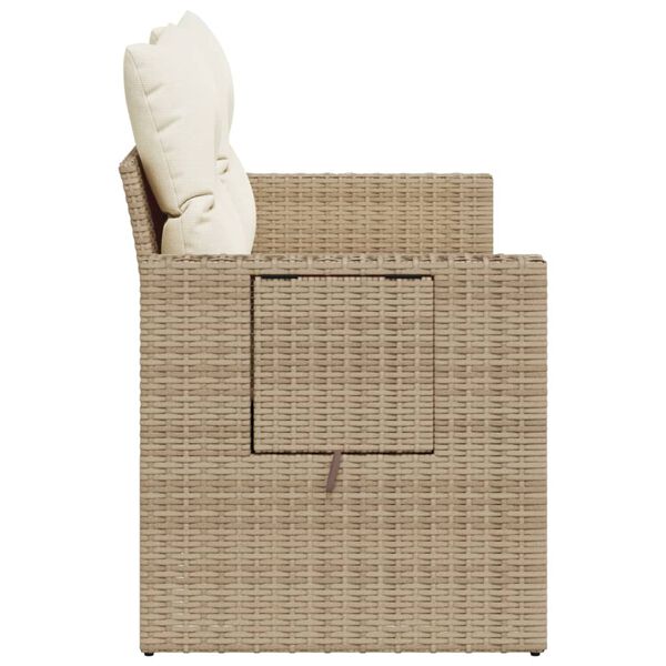 vidaXL Garden Sofa with Cushions 2-Seater Beige Poly Rattan