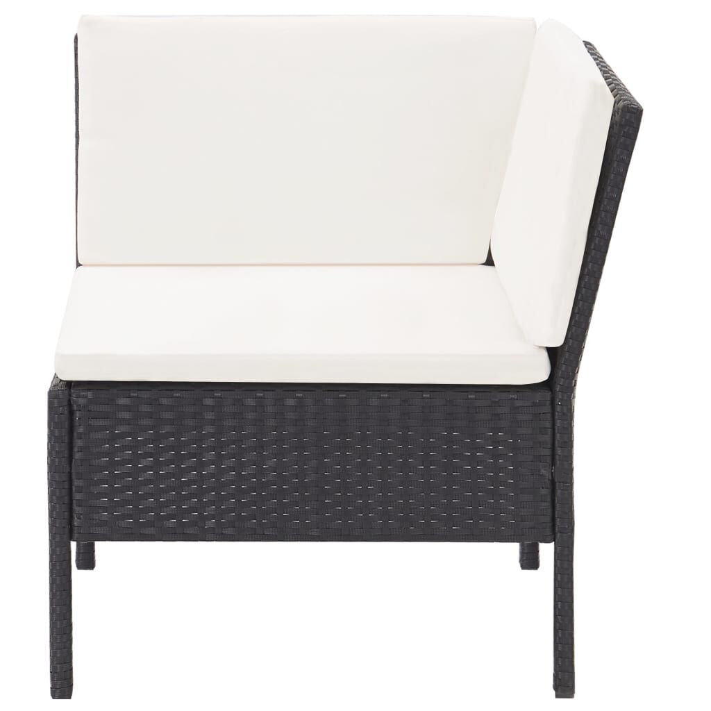 vidaXL 3 Piece Garden Lounge Set with Cushions Poly Rattan Black