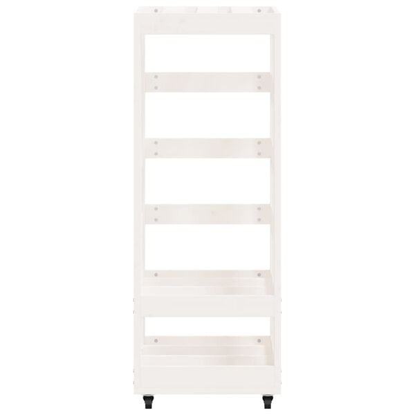 vidaXL Log Holder with Wheels White 40x49x110 cm Solid Wood Pine