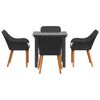 vidaXL Garden Dining Set with Cushion 5 pcs Black Poly Rattan