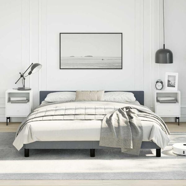 vidaXL Bed Frame without Mattress Dark Grey Queen Velvet