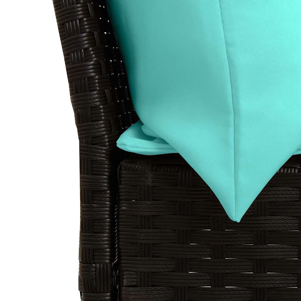 vidaXL Garden Sofa with Cushions Black Poly Rattan
