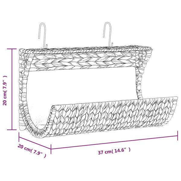 vidaXL Cat Bed with Cushion Water Hyacinth 37x20x20 cm
