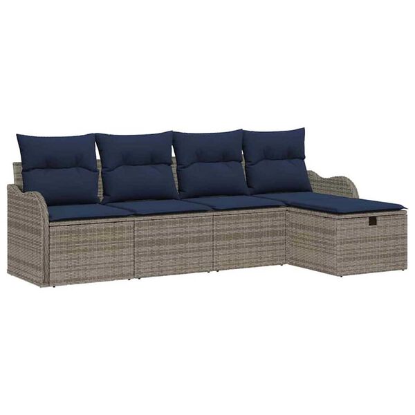 vidaXL Garden Sofa Set 5 pcs Grey and navy 231 x 117 x 85 cm
