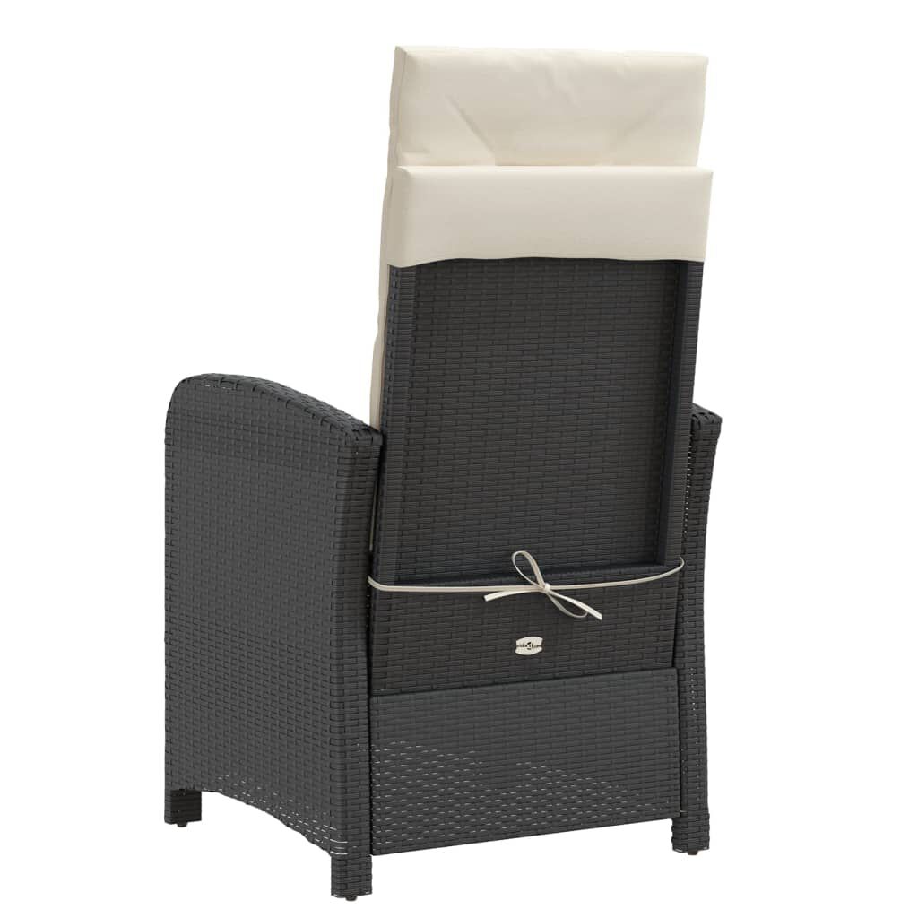 vidaXL 3 Piece Bistro Set with Cushions Black Poly Rattan