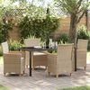 vidaXL Garden Dining Set 5 pcs Beige Poly Rattan
