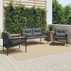 vidaXL 3 Piece Balcony Furniture Set with Cushions Black Steel
