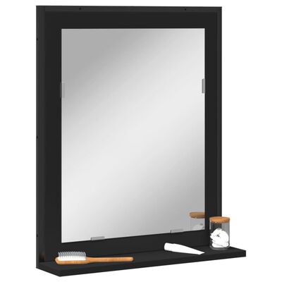 vidaXL Bathroom Mirror with Shelf Black 50x12x60 cm Engineered Wood