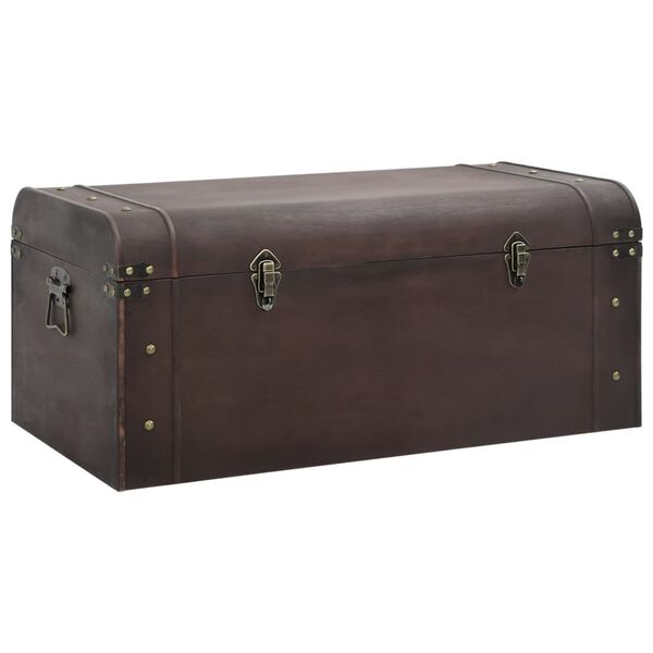 vidaXL Treasure Chest with Latches Dark Brown 90x50x39.5 cm Plywood