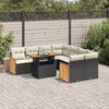 vidaXL 9 Piece Garden Sofa Set with Cushions Black Poly Rattan Acacia