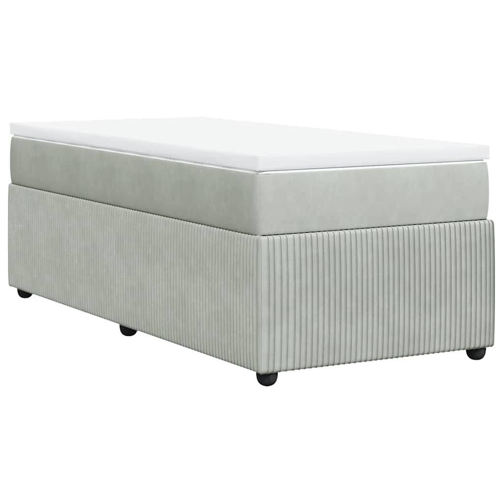 vidaXL Box Spring Bed with Mattress Light Grey Twin XL Velvet