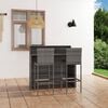 vidaXL 3 Piece Garden Bar Set with Cushions Grey