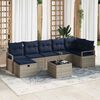 vidaXL Sofa Set with Cushion Manual 8 pcs Grey and Navy Poly Rattan