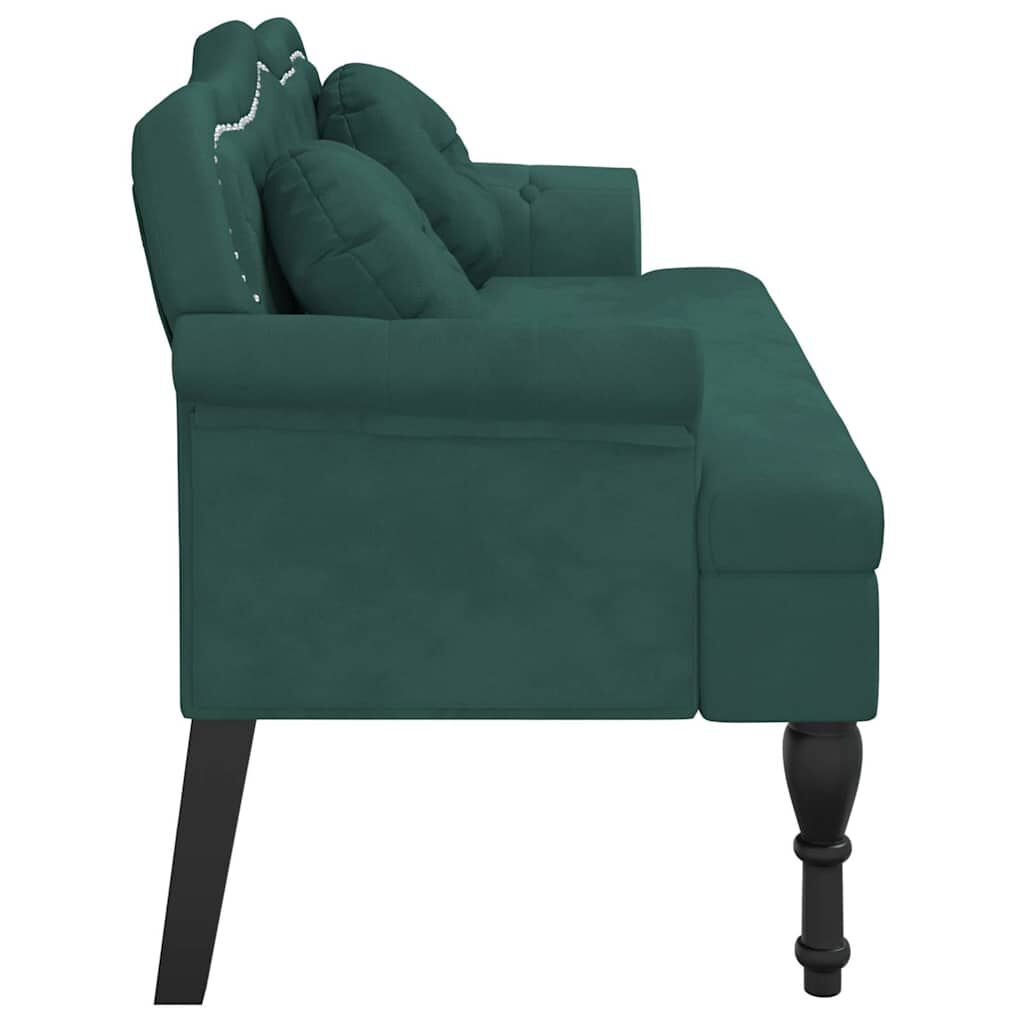 vidaXL Bench with Cushions Dark Green 120.5x65x75 cm Velvet