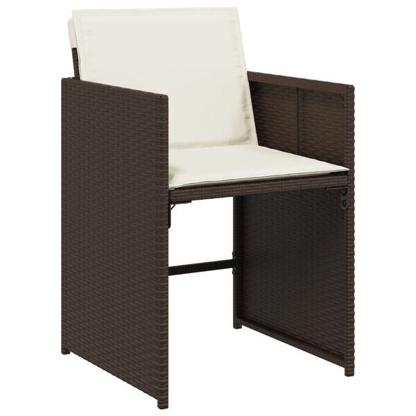 vidaXL 9 Piece Garden Dining Set with Cushions Brown Poly Rattan