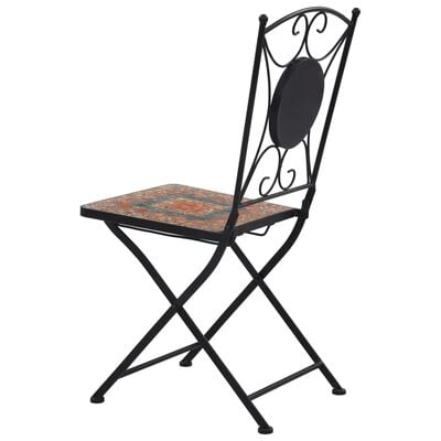 vidaXL 3 Piece Mosaic Bistro Set Ceramic Tile Orange/Grey