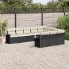 vidaXL 10 Piece Garden Sofa Set with Cushions Black Poly Rattan