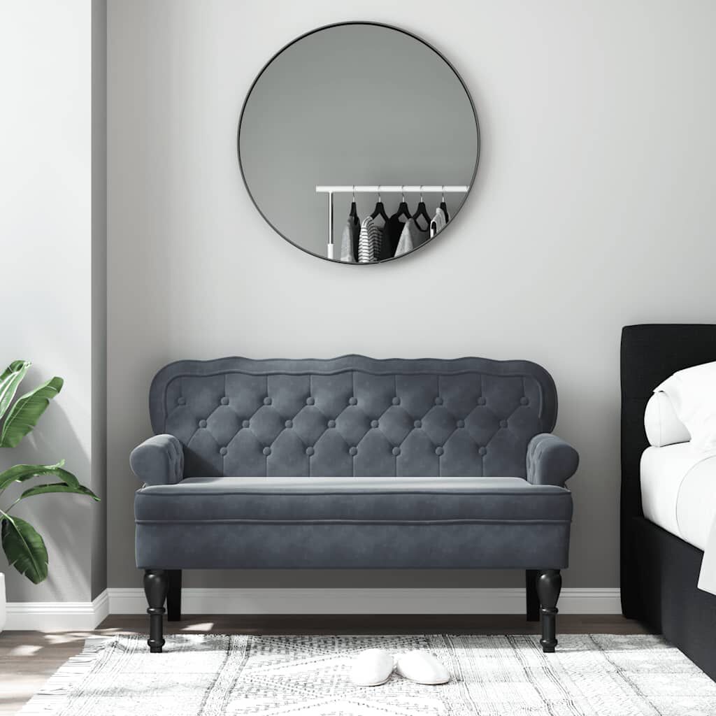 vidaXL Bench with Backrest Dark Grey 119.5x64.5x75 cm Velvet