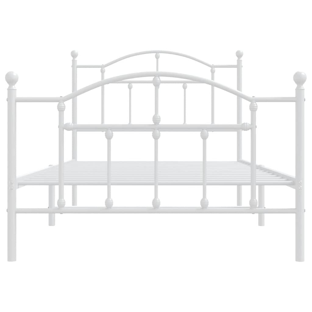 vidaXL Metal Bed Frame without Mattress with Footboard White 100x190cm