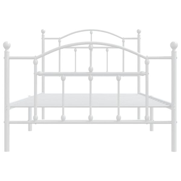 vidaXL Metal Bed Frame without Mattress with Footboard White 100x190cm