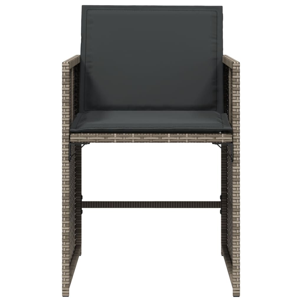 vidaXL Garden Chairs with Cushions 4 pcs Grey Poly Rattan