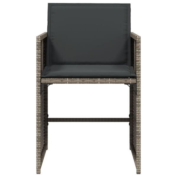vidaXL Garden Chairs with Cushions 4 pcs Grey Poly Rattan