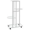 vidaXL 4-Floor Flower Stand with Wheels 44x23x80 cm White Iron