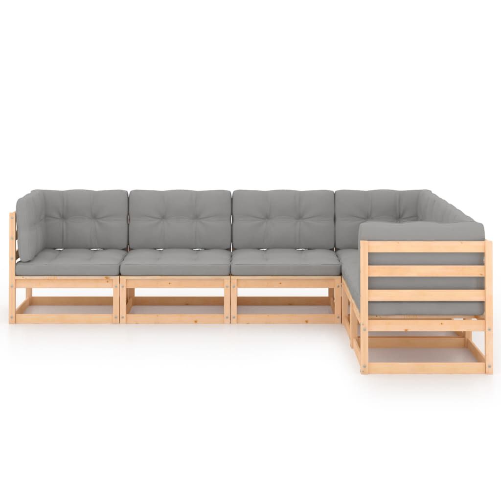 vidaXL 6 Piece Garden Lounge Set with Cushions Solid Pinewood