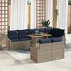 vidaXL Garden Dining Set with Cushion 9 pcs Grey and Navy