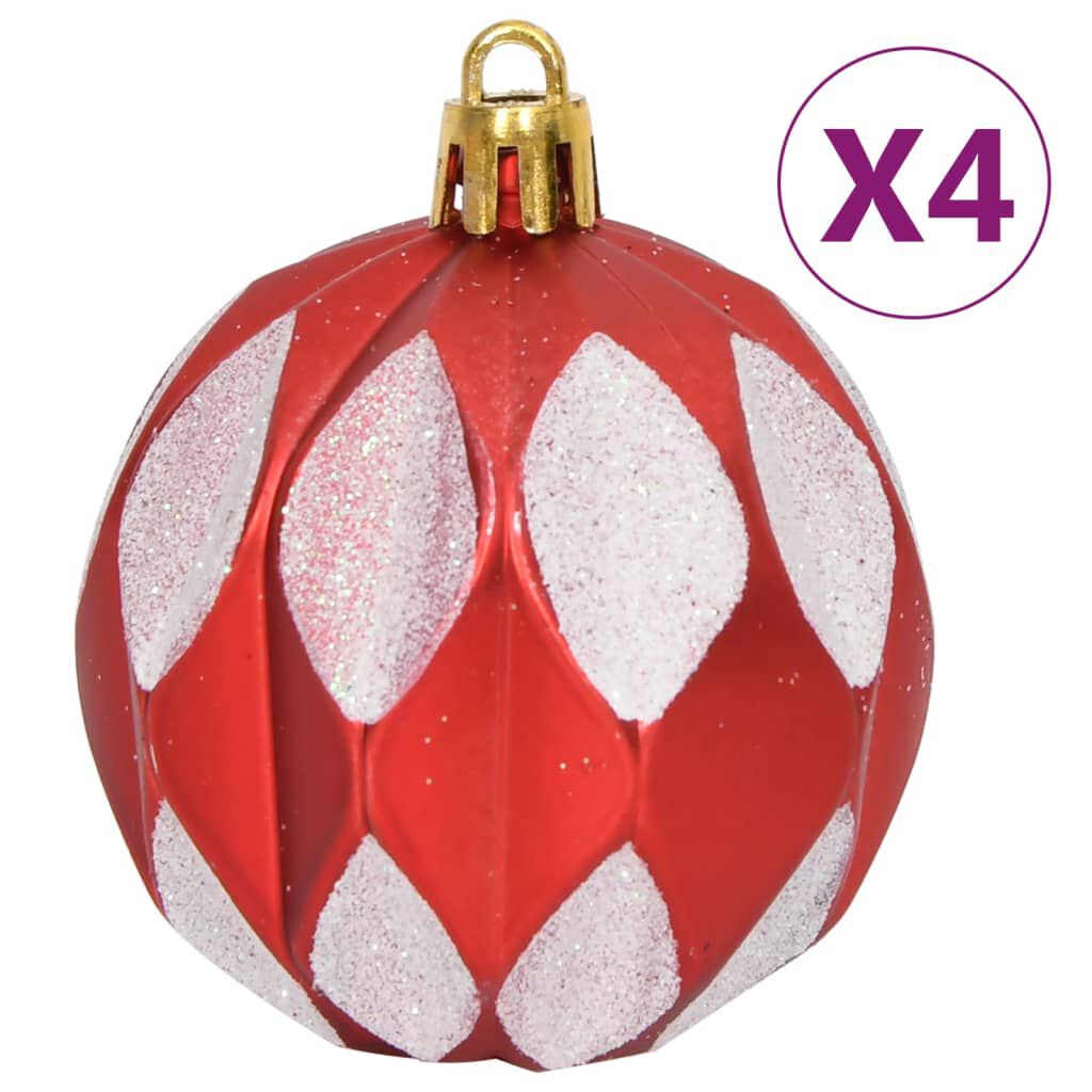 vidaXL 64 Piece Christmas Bauble Set Red and White