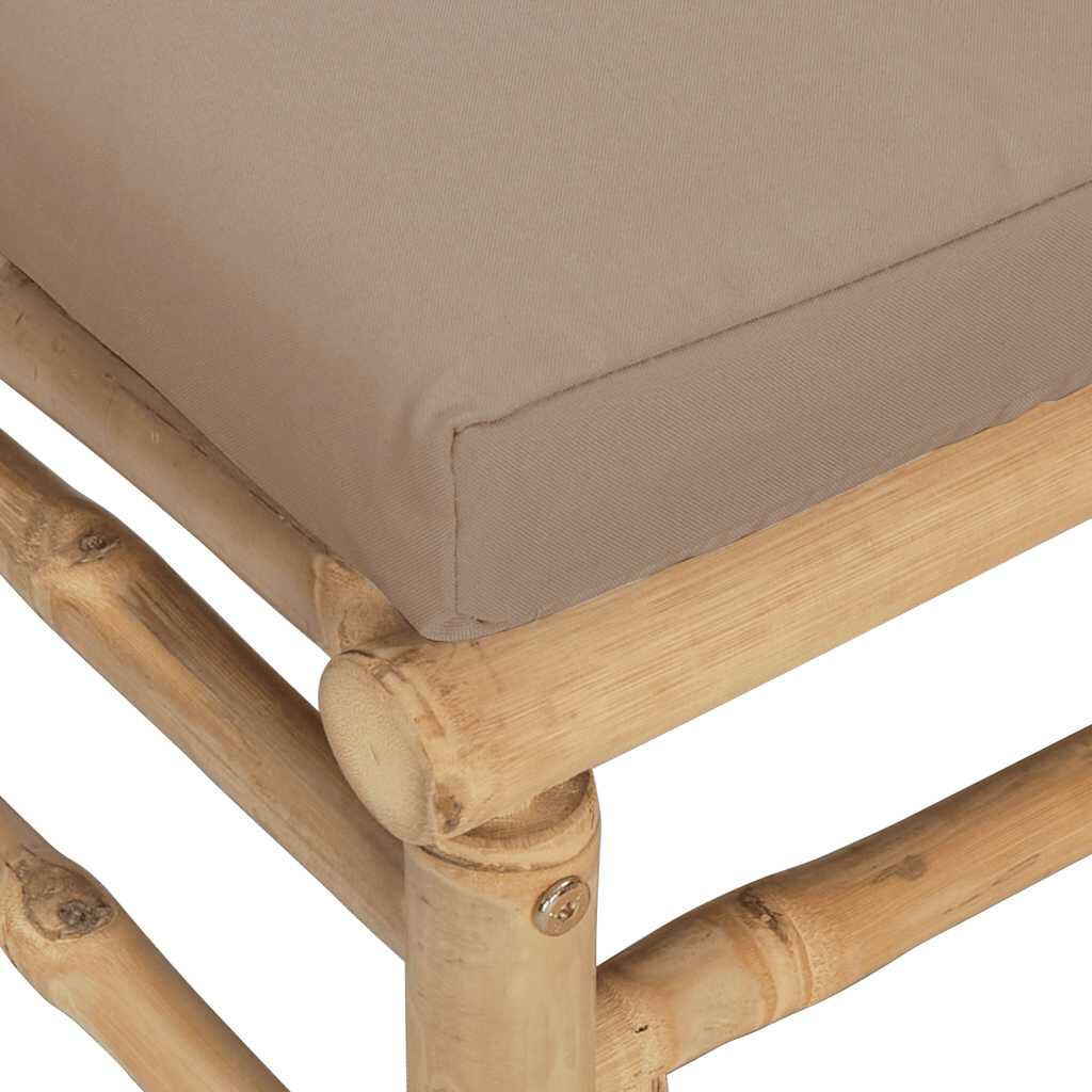 vidaXL 3 Piece Garden Lounge Set with Taupe Cushions Bamboo