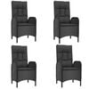 vidaXL 5 Piece Garden Dining Set with Cushions Black Poly Rattan