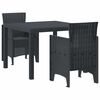 vidaXL Garden Dining Set 3 pcs Anthracite Polt rattan