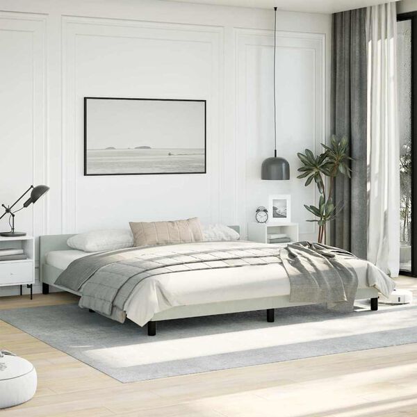 vidaXL Bed Frame without Mattress Light Grey 193x203 cm Velvet