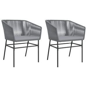 vidaXL Garden Chairs 2 pcs with Cushions Grey Poly Rattan