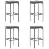 vidaXL 5 Piece Garden Bar Set with Cushions Grey Poly Rattan