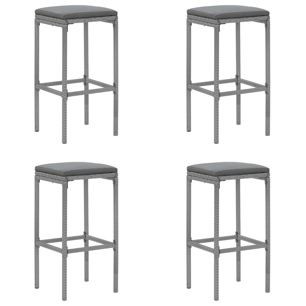 vidaXL 5 Piece Garden Bar Set with Cushions Grey Poly Rattan