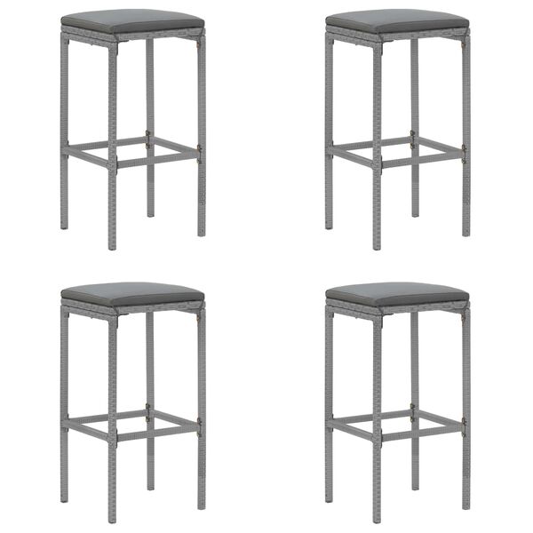 vidaXL 5 Piece Garden Bar Set with Cushions Grey Poly Rattan