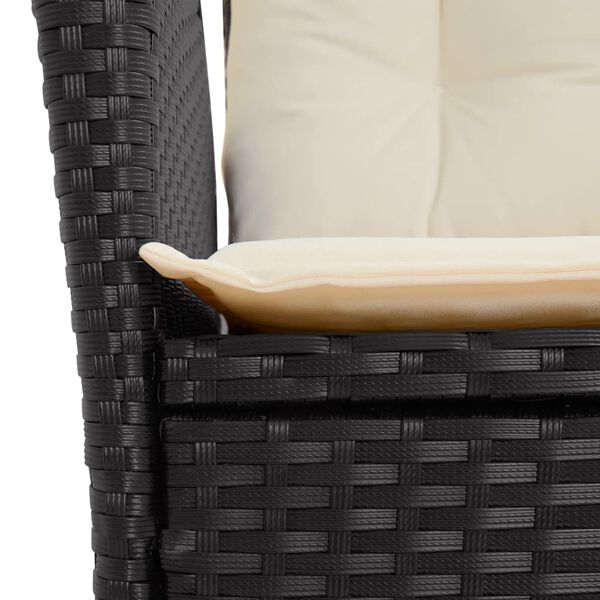 vidaXL Reclining Garden Chair with Cushions Black Poly Rattan