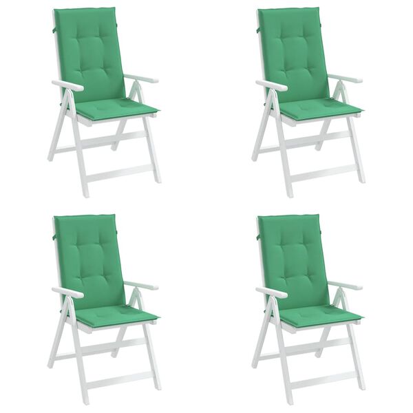 vidaXL Garden Highback Chair Cushions 4 pcs Green 120x50x3 cm Fabric