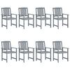 vidaXL Garden Chairs with Cushions 8 pcs Solid Acacia Wood Grey